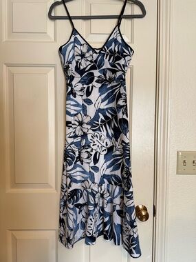 Banana Republic Blue and White Floral Slip Dress